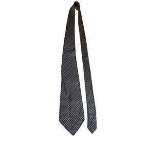 Vanhusen Mens Neck Tie 100 % Silk Blue White Geometric